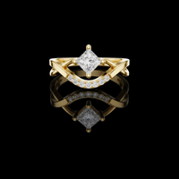 Lab Grown Princess Cut Chevron Diamond Ring Open Frame Ring
