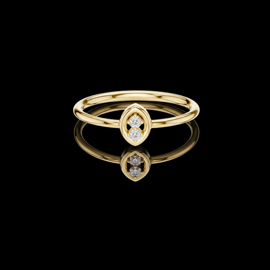 0.03 TCW Marquise Whisper Minimal Ring with Dual Round Lab Grown Diamond Accent