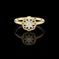 Round Cut Lab Grown Diamond Floral Cluster Ring in Open Petal Design