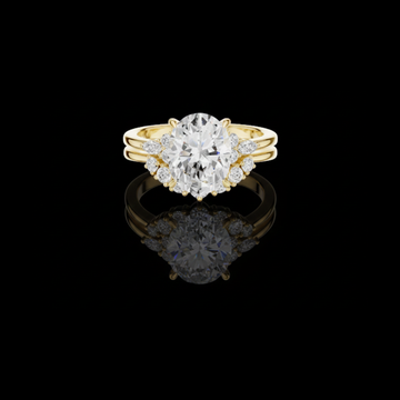 2.50 CT Dazzling Oval Cut Lab Grown Diamond Ring with Floral Inspired Halo and Split Shank Band
