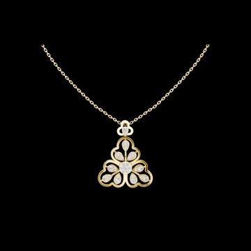 Three Leaf Floret Layering Pendant Encrusted with Multi Stone Moissanite
