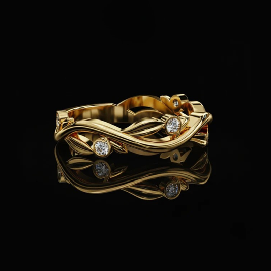 Twisted Vine Moissanite Diamond Bezel Set Band Ring