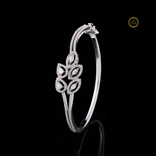Pear and Marquise Moissanite Diamond Accents Sparkling Floral Motif Bracelet