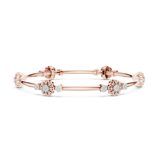 Floral Round Moissanite Diamond Openable Bangle Flower Cluster Bracelets for Women