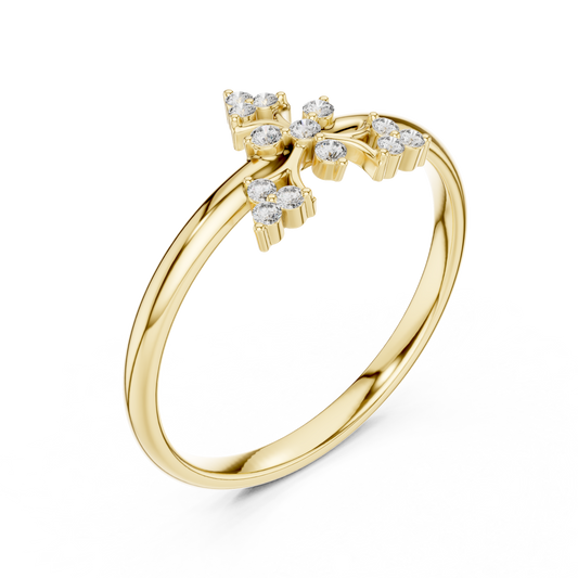 Round Moissanite Diamond Floral Cluster Engagement Ring