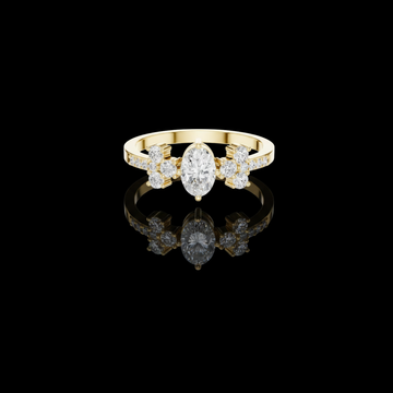 0.35 CT Heirloom Quality Oval Cut Moissanite Diamond Ring with Floral Cluster Accents