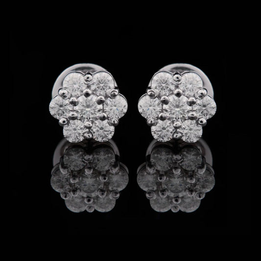 1.02 TCW Classic Round Moissanite Diamond Stud Earrings in White Gold Cut by Ivevar