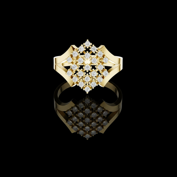 0.41 TCW Opulent Floral Constellation Moissanite Round Diamond Cluster Ring in Polished Gold
