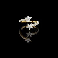Double Marquise Flower Open Wrap Moissanite Diamond Promise Ring