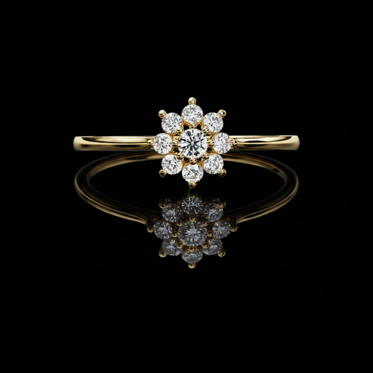 0.17 TCW Stunning Floral Round Moissanite Diamond Ring A Timeless Bloom of Sparkle and Sophistication