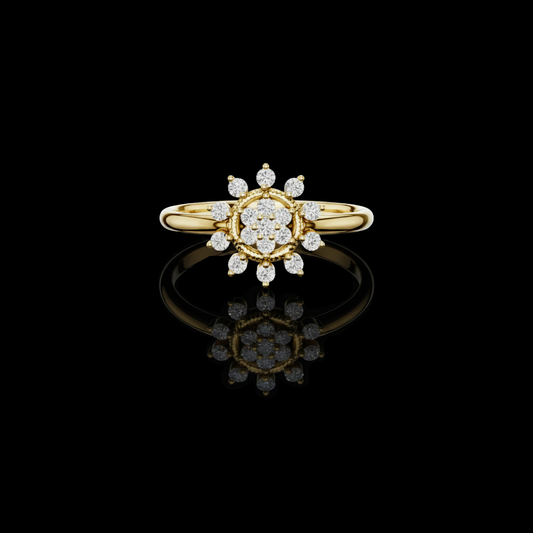 0.14 TCW Exquisite Sunburst Inspired Floral Lab Grown Diamond Ring in Luxurious