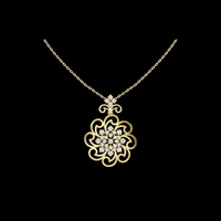 Filigree Open Work Round Moissanite Pendant Necklace