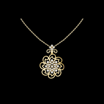 Filigree Open Work Round Moissanite Pendant Necklace