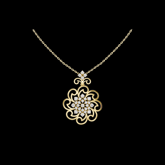 Filigree Open Work Round Moissanite Pendant Necklace