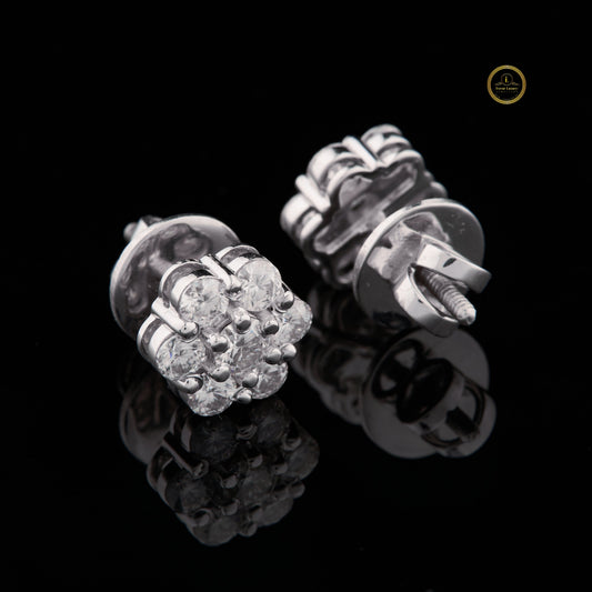 Floral Motif Geometric Silhouette Everyday Earrings Featuring Lab Grown Diamonds