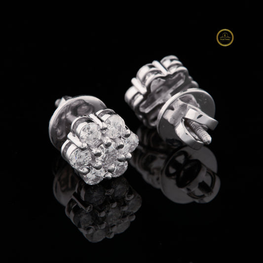 1.02 TCW Classic Round Moissanite Diamond Stud Earrings in White Gold Cut by Ivevar