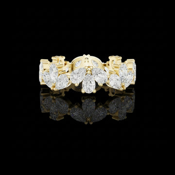 2.22 TCW Luxe Petal Inspired Design Pear Cut Moissanite Diamond Floral Eternity Band Gold with Full Bloom Brilliance
