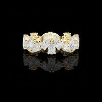 Pear Cut Lab Grown Diamond Floral Eternity Band Ring
