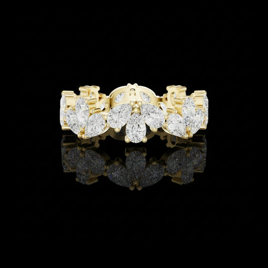 Pear Cut Lab Grown Diamond Floral Eternity Band Ring