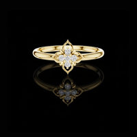 0.05 TCW Floral Moissanite Diamond Cluster Ring Dainty Heirloom Petal Design Fine Jewelry Gift for Her