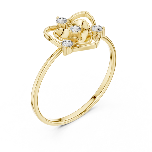 Shield Motif Round Lab Diamond Vintage Anniversary Ring