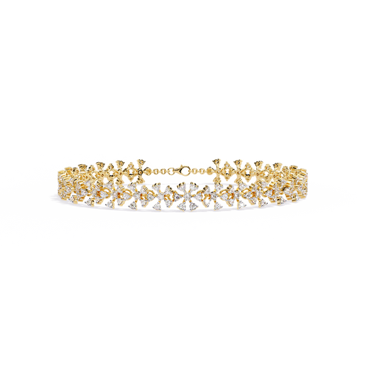 Round Cut Lab Diamond Statement Floral Bracelet