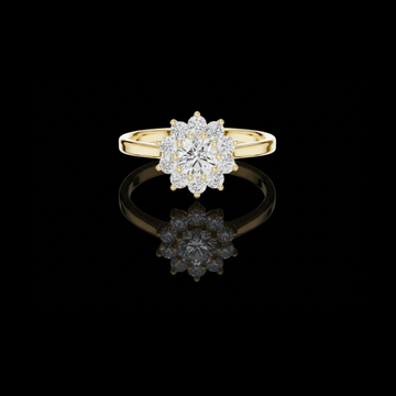 0.40 CT Authentic Floral Halo Round Brilliant Moissanite Diamond Ring in Polished Gold