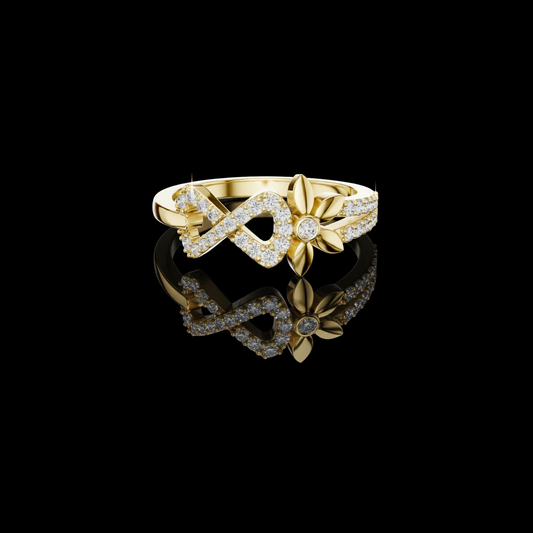 0.26 TCW Eternal Infinity Blossom Lab Grown Diamond Ring in Luminous Floral Elegance