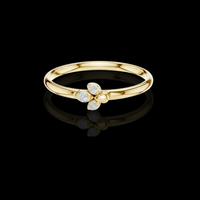 0.035 TCW Delicate Floral Ring Featuring Three Petal Design with Sparkling Round Lab Grown Diamond