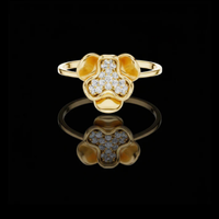 Diamond Paw Print Ring with Round Pave Lab Grown Accents