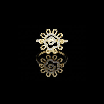 0.26 TCW Perfect Lab Grown Round Cut Floral Diamond Ring with Open Petal Halo & Spiral Center