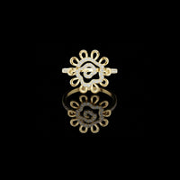 Round Lab Grown Diamond Floral Swirl Pave Engagement Ring
