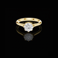 Round Cut Moissanite Diamond Floral Tulip Solitaire Engagement Ring