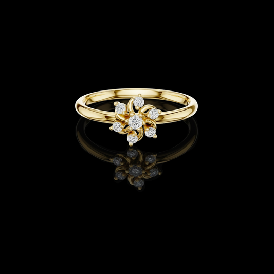 0.02 CT Floral Swirl Ring Accented with Brilliant Round Lab Grown Diamonds in a Captivating Petal