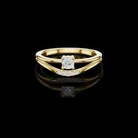 Round Cut Moissanite Diamond with Two Bypass Band Ring