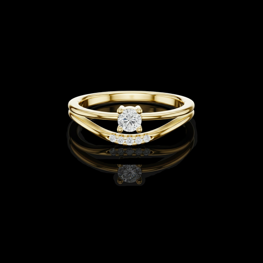 Round Cut Moissanite Diamond with Two Bypass Band Ring