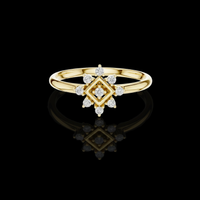 0.074 TCW Intricate Geometric Daily Wear Elegant Floral Moissanite Round Diamond Cluster Ring