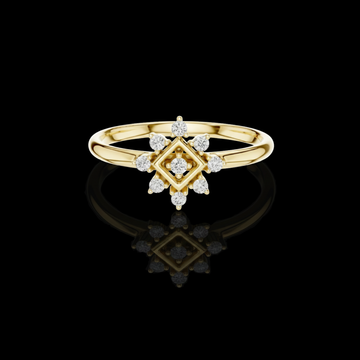 0.074 TCW Intricate Geometric Daily Wear Elegant Floral Moissanite Round Diamond Cluster Ring