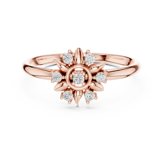 0.072 TCW Sunlit Floral Refined Petal Cluster Artistry Moissanite Diamond Cluster Ring in Gold