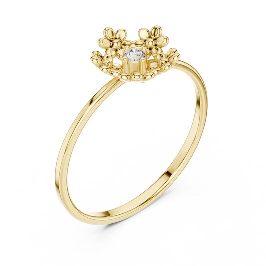 Round Moissanite Diamond Floral Cluster Bezel Set Ring
