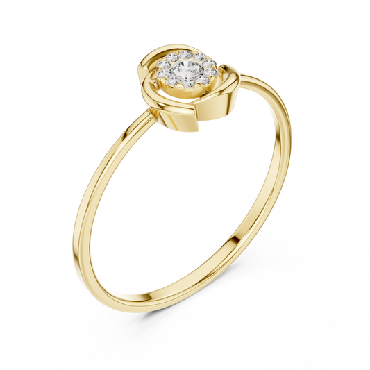 Round Cut Moissanite Diamond Swirl Cluster Ring with Wrap Setting