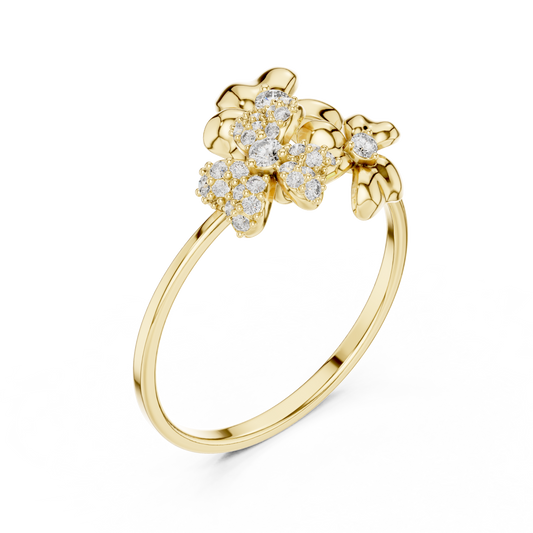 Round Moissanite Diamond Floral Cluster Statement Ring