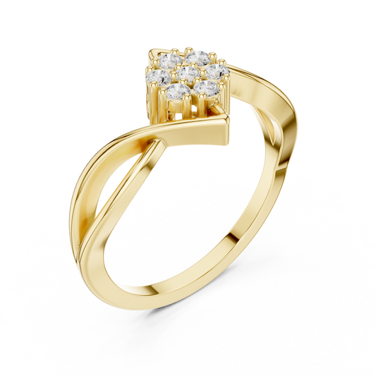 Bloom Round Moissanite Diamond Cluster Ring with Twisted Band Design