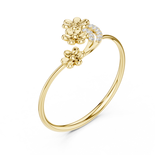 Round Moissanite Diamond Floral Wrap Promise Ring