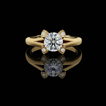 0.88 CT Stunning Floral Design Engagement Ring with Round Cut Side Moissanite Diamond