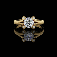 Engagement Ring With Round Cut Moissanite Diamond For Women