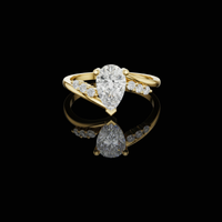 Pear Cut Lab Grown Diamond Bypass Pave Engagement Ring