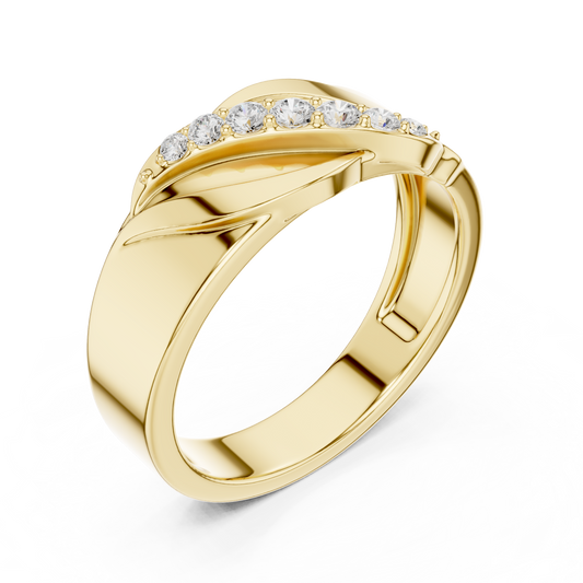 Round Cut Lab Grown Diamond Men's Modern Curved Accent Wedding Ring