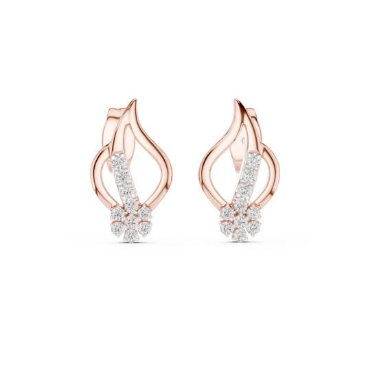Imperial Flame Curve Round Lab Diamond Cluster Earrings with Flowing Open Silhouette