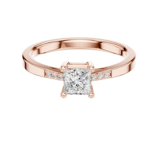 Princess Cut Moissanite Diamond Solitaire Engagement Ring